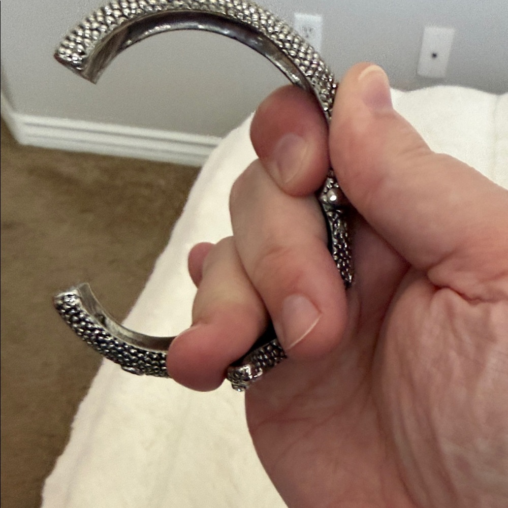Silver Snake Bracelet with Rhinestones - Picture 3 of 5
